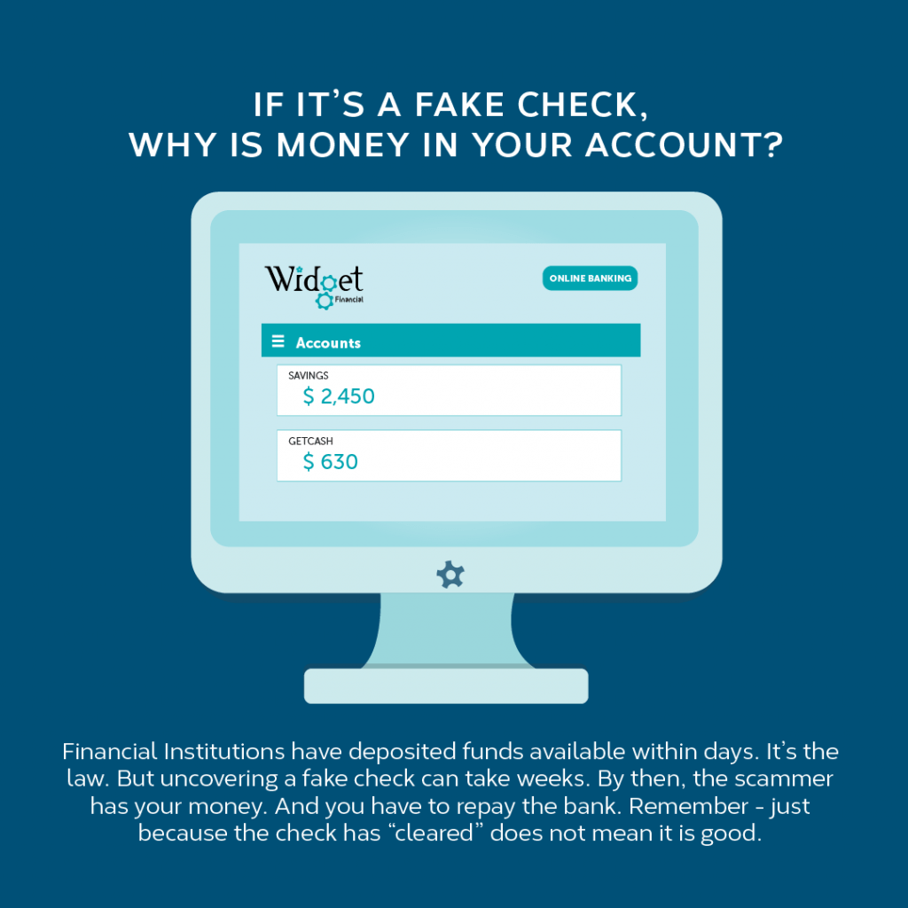 How To Spot Avoid And Report Fake Check Scams Widget Financial